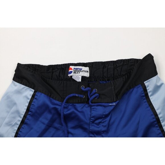 Vintage 90s Pepsi Co Mens Medium Spell Out Reflective Surf Board Shorts Blue - Picture 2 of 10